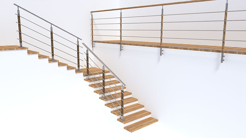 Nerezové zábradlí s kombinací dřeva